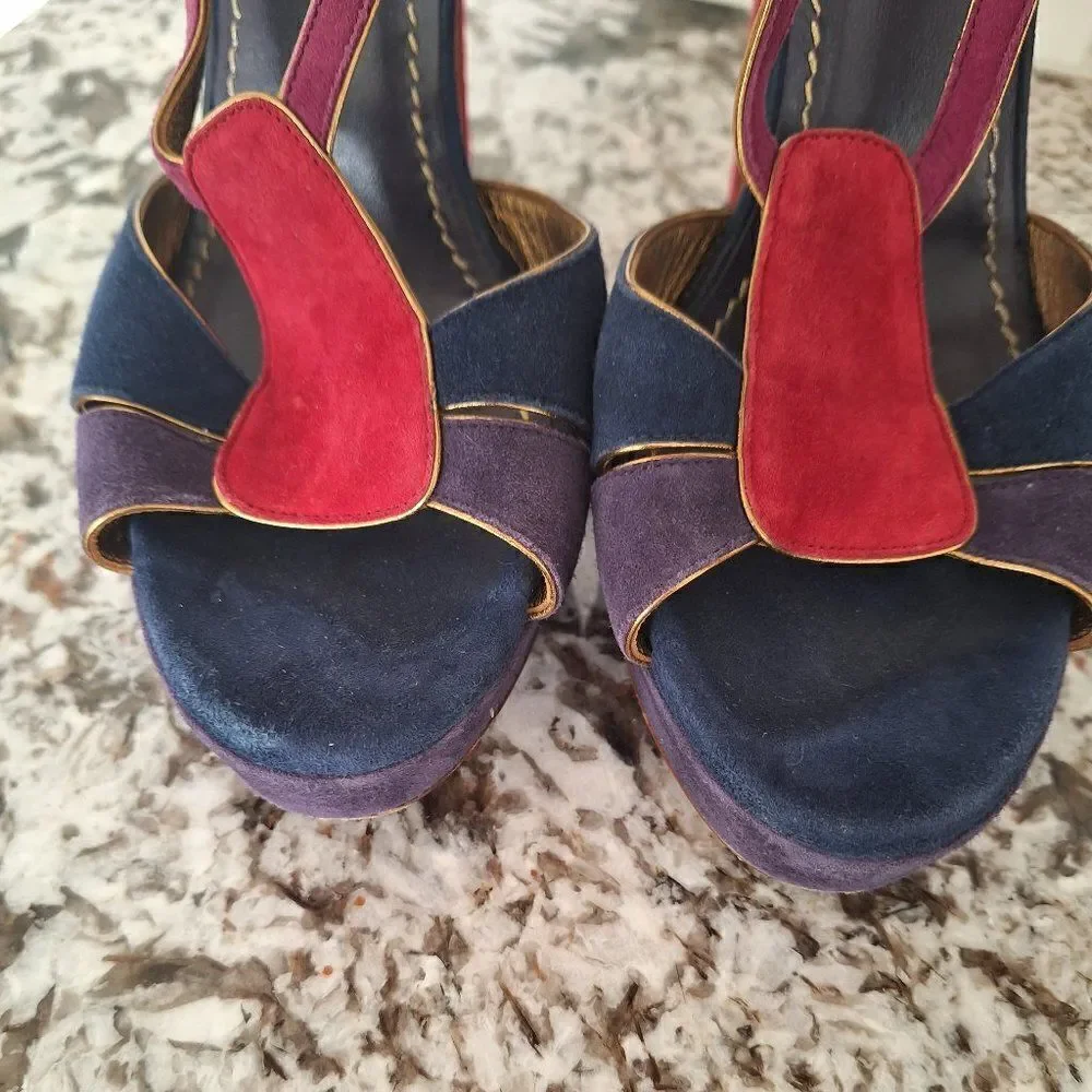Yves Saint Laurent straps platform sandal multi color size 40‎